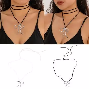 Элегантное ожерелье-бабочка, кулон с бантом, шейная цепочка, регулируемая цепочка, колье ручной работы, цепочка на ключицу, подарки для женщин белый