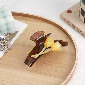 Elegant Calla Lily Acetate Hair Clip - 3D Double-Sided Updo Claw Clip