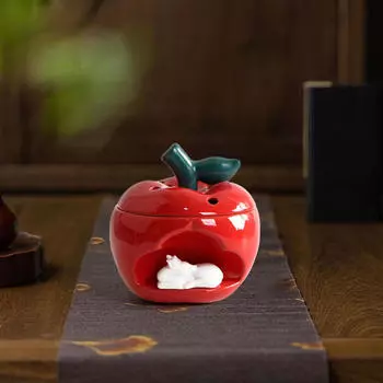 Элегантная керамическая курильница с крышкой — украшение интерьера для ароматерапии красный