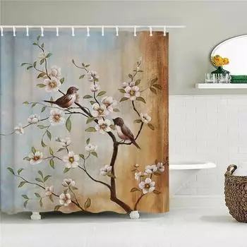 Elegant Chinese Landscape Print Waterproof Shower Curtain - Stylish,Durable &Easy-Care Choice for Multiple Bathroom Dcor Themes W90XH180cm