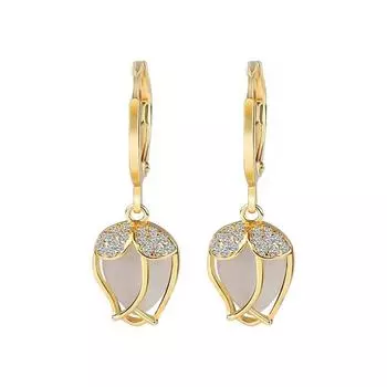 Elegant Delicate Zircon Tulip Flower Earrings ARI