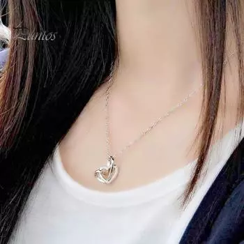 Элегантное кулон с двойным сердцем, женское ожерелье, регулируемая удлинительная цепочка, колье, ожерелье, ювелирные изделия, подарочные аксессуары серебряный