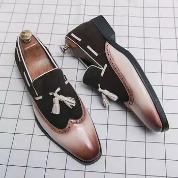 Elegant Evening Dress Shoes Man Brogues Leather Loafers Men Designer Tassel Formal Shoes Fashion Wedding Moccasins For Men 2024 38