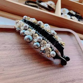 Elegant Fashion Girls Hairpins Plastic Women Vertical Clip Pearl Banana Clips Hair Claws Hair Crabs