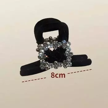 Elegant Flocking Rhinestone Hair Clip for Women Retro High Ponytail Shark Clip Fashion Girls Hair Clamp Plastic