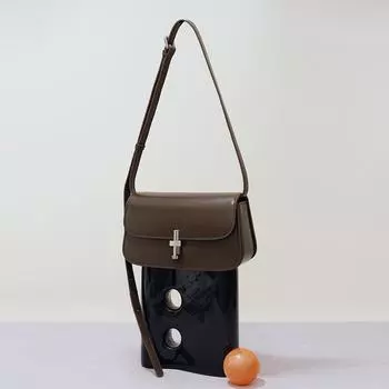 Elegant French Retro Tofu Bag: Genuine Leather, All-Match Commute Messenger for Women розовый