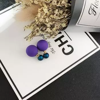 Elegant Girls Pearl Ear Studs Blue front and purple back