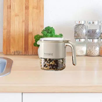 Элегантный набор стеклянных банок для приправ с крышкой для организации кухни серый