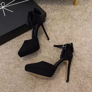 Elegant heightened stiletto high heels 2025 summer Xiaoxiangfeng sexy high heels solid color versatile non-slip fashion shoes 34