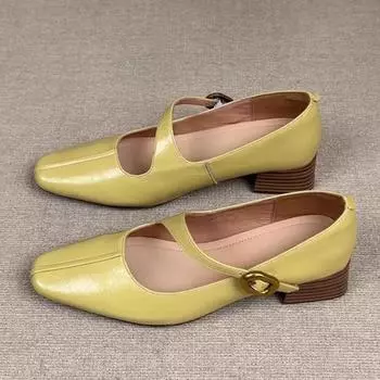 Elegant High Heels Women Shoes Designer Heeled Sandals Pumps 2025 Summer Shallow Buckle Shoes Chunky Mujer Zapatos 35