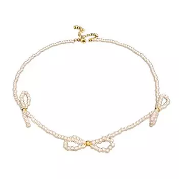 Elegant Imitation Pearl Necklace with Bowknow Charm Choker Adjustable Clavicle Chain for Women Fashionable Jewelry Gift