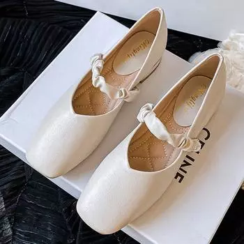 elegant ladies mary janes shoes square toe pleated ankle band pumps 41-43 big size mules metal chunky heel OL work shoes tacones 5 бежевый