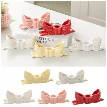 Elegant Long Candle Candlestick Romantic Candle Stands Photo Props Bowknot Shape Candlestick Party