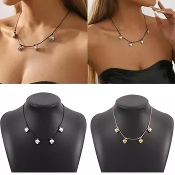 Elegant Love Shape Necklace Heart Pendant Clavicle Chain French Style Collarbone Chain Accessory for Women Girls 1