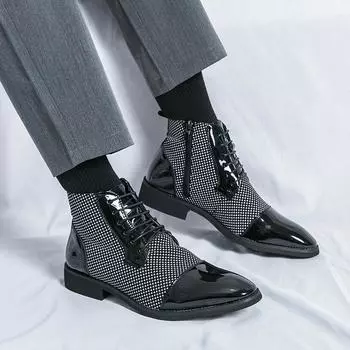 Elegant Man Dress Boots High Top Pointed Toe Shoes Men s Formal Shoes Comfortable Zipper Men Black Ankle Boots Botines Hombre 38
