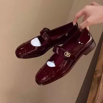 Элегантные туфли Мэри Джейн женские туфли на плоской подошве роскошные туфли в стиле Лолиты 2024 года весна дизайнерские туфли для прогулок неглубокие выпускные туфли Zapatillas Mujer 35 вино красного
