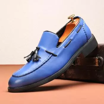 Элегантные мужские туфли для повседневной носки, лоферы с острым носком для мужчин, мокасины для вождения, удобные свадебные туфли с кисточками 38 чёрный