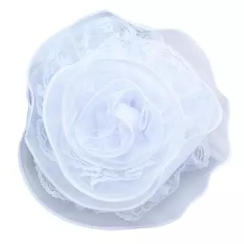 Elegant Mesh Lace Edged Large Flower Brooch Trendy Fabric Flower Pin with Lace Edges Modern Flower Corsage Lapel Pin белый