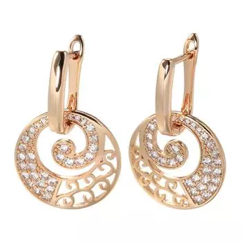 Elegant Moon Texture Zircon Women s Dangle Earrings Gold Color Pendant Piercing Jewelry ARI