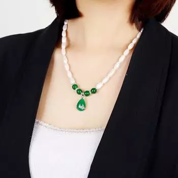 Elegant natural freshwater pearl short necklace femininity simple cheongsam collarbone chain pendant for mother retro jewelry