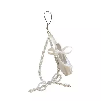 Elegant Pearl Ballet Shoe Phone Charm Handmade Sturdy Pendant for Phone and Bag Versatile Use Fashion Accessory белый