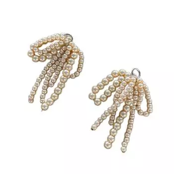 Elegant Pearl Bowknot Charm for Jewelry Making Keychain Necklace Double Layered Bows Shoe Buckle Clip Ornament Accessory шампанского