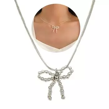 Элегантное ожерелье-бантик с жемчугом, цепочка на шею с бусинами, подвеска в виде бабочки, цепочка на ключицу, французская цепочка на ключицу для женщин