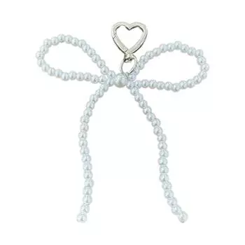 Elegant Pendant Keychain Stylish Phone Chain Bag Accessory Multifunctional Phone Pendant Beaded Bowknot Pendant for Bag белый