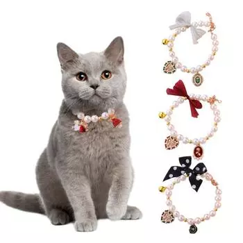 Элегантный ошейник для домашних животных с бантом-колоколом, дышащая одежда, готический искусственный жемчуг S вино красного