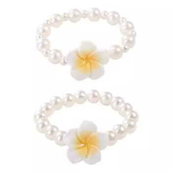 Elegant Plumeria Flower Head Rope Elastic Pearl Hair Loop Jewelry Flower Head Rope Girls Style B