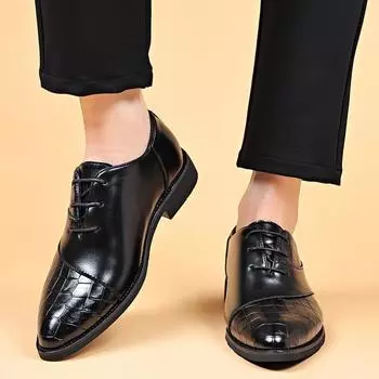 Elegant Pointed Toe Mens Black Shoes Big Size 46 Leather Formal Shoes Gentleman Business Wear Shoes Men Zapatos De Vestir Hombre 39