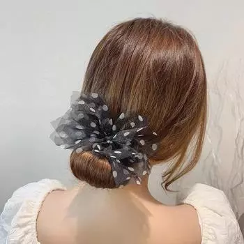 Elegant polka dot bow lazy curler bow braided hair accessory retro women s flower DIY hairdressing tool
