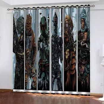Элегантные занавески для комнаты, 2 шт., 3D-печатные аниме-персонажи, занавески для гостиной, верхние шторы с люверсами для гостиной W70xH160cmx2&Grommet Top