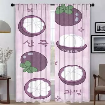 Elegant Room Curtains 2 Pieces Fruit Shades Home Interior Curtains for Camera Partition Living Room Curtain Halloween Decoration W50xH70cmx2pcs-CL