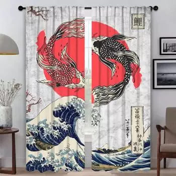 Элегантные шторы для комнаты для камеры Kois, перегородка, светонепроницаемые шторы, 2 штуки, шторы, украшение на Хэллоуин, тюль для шторы в спальню W50xH70cmx2pcs-CL