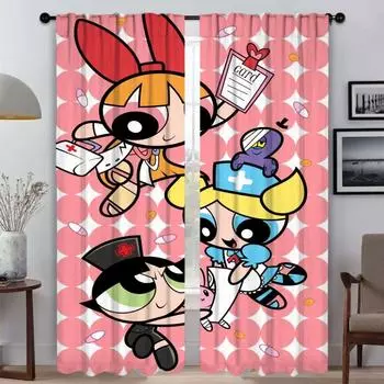 Elegant Room Curtains for Camera The Powerpuff Girls Home Interior Curtains 2 Pieces Blackout Curtain Partition Shades Living W50xH70cmx2pcs-CL