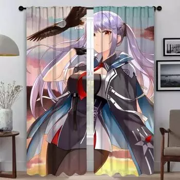 Elegant Room Curtains for Living Room Azur Lane Home Interior Curtains 2 Pieces Shades Tulle for Bedroom Partition Curtain Child W50xH70cmx2pcs-CL