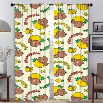 Elegant Room Curtains for Living Room L-LINE Partition Home Interior Curtains 2 Pieces Halloween Decoration Window Curtain Child W50xH70cmx2pcs-CL