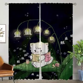 Elegant Room Curtains for Living Room Mikko Partition Halloween Decoration Shades Window Curtain Blackout Curtains 2 Pieces Home W50xH70cmx2pcs-CL