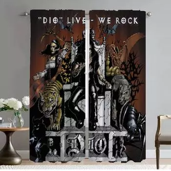 Элегантные шторы для гостиной Rock-DIO Blackout Curtain Partition Shades Tulle для спальни Halloween Decoration Kitchen W50xH70cmx2pcs-CL