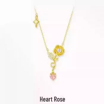 Elegant Rose Heart S925 Sterling Silver Zircon Necklace for Women - Luxury Clavicle Design XL3481