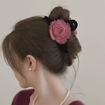 Elegant Rose Shark Clip: Stylish Chinese-Inspired Hair Accessory for Buns