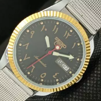 ELEGANT SEIKO 5 JAPAN MENS AUTOMATIC REFURBISHED BLACK DIAL WATCH a425767-2 R1028-a425767