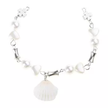 Elegant Shell Pearls Handchain Four Leaf Clovers Bracelet Adjustable Length Wristchain Fashionable and Stylish Ornament
