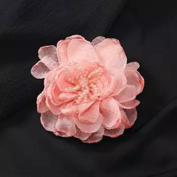 Elegant silk yarn crystal flower brooch three-dimensional high-end retro pin evening temperament dress corsage woman