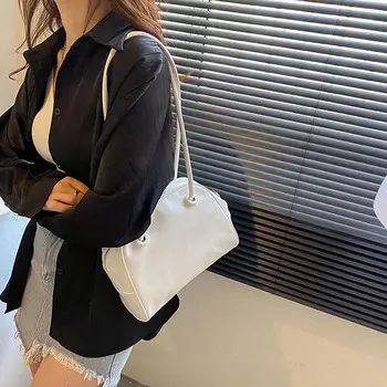 Elegant Square Underarm Bag Large Capacity Solid Color Shoulder Bag Soft PU Tote Bag Travel хаки