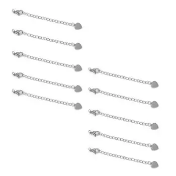 Elegant Tail Chain Extender 5cm Stainless Steel Tail Chain for Necklace Extensions Bracelet Lengthener Chain 7 серебряный
