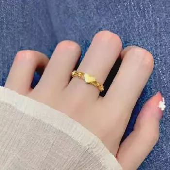 Elegant Titanium Steel Love Ring - Non-Fading Chain Design for Women Size 7