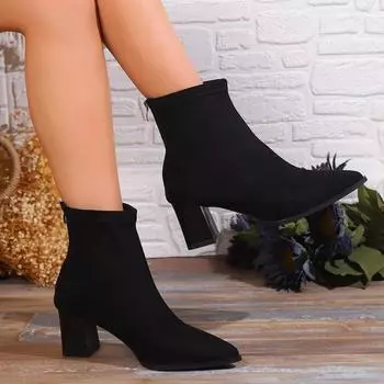 Elegant Versatile Women s Boots Pointed Toe Comfortable Thick Sole Slimming Boots New Arrival Autumn/winter 2024 35 чёрный