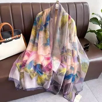 Elegant Women Hijab Shawls Luxury Wraps Long Thin Silk Scarf Autumn Style1